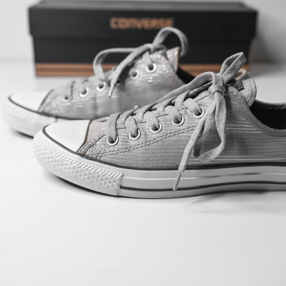 CONVERSE Chuck Taylor Silver Metallic Striped All Star Low Top Sneakers -Women 9 - Picture 8 of 10